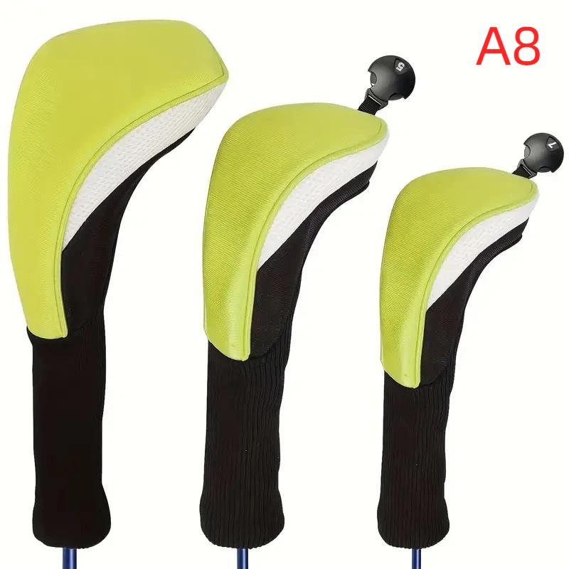 3Pcs Durable Golf Training Accessories Long-Necked Golf Club Head Covers Numbered Wooden Club Head Protector