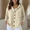 Ladies' Casual Stand Up Collar Knitted Sweater, Solid Color Button Casual Loose Sweater