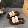 Thick bottom beautiful fashion plush slippers women's autumn and winter wear high-end new models