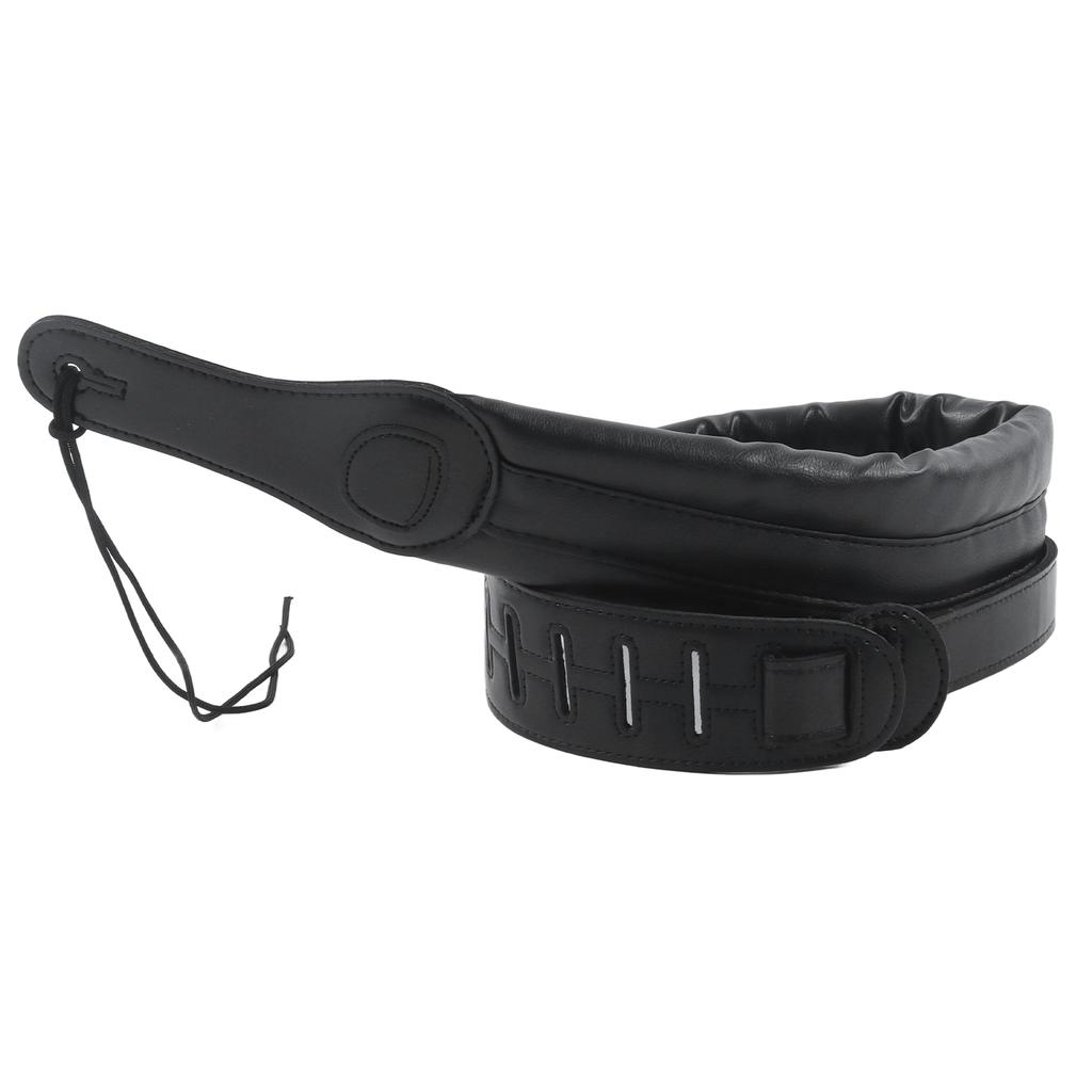 Guitar Strap Leather Adjustable Shoulder Belt Instrument Accessory for Bass Black