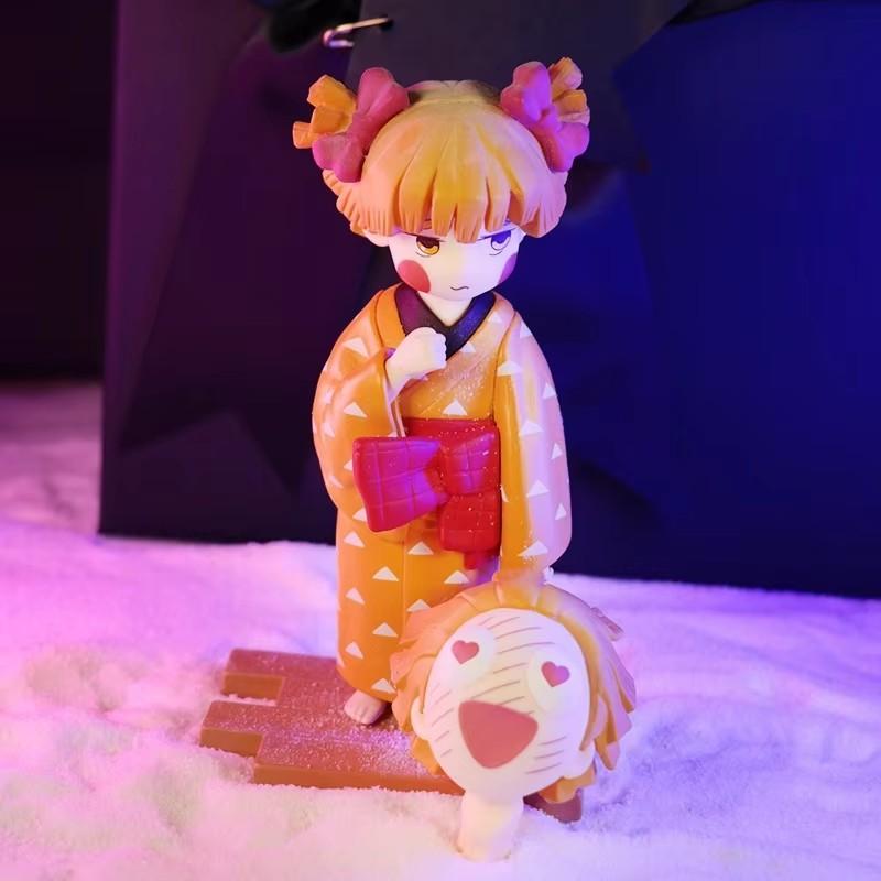 Anime Demon Slayer Cute Figure Tanjirou Hashibira Inosuke Agatsuma Zenitsu Double headed Action Figure Model PVC Christma Gift