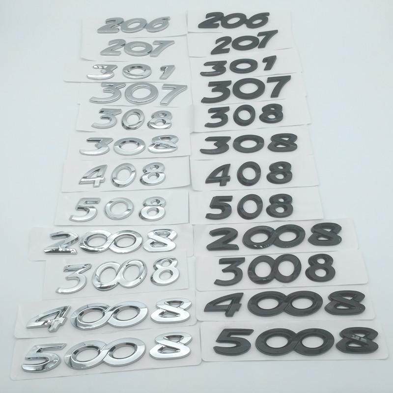 1pcs 206 207 208 301 307 308 408 508 2008 3008 4008 5008 car Letter Emblem Rear tail trunk Decals badge sticker Decal styling