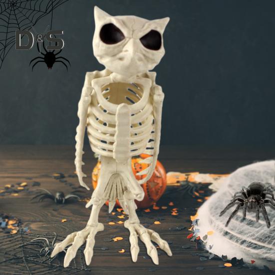 Halloween Skeleton Owl Decoration Realistic 12" Skeleton Animal Figure Plastic Owl Bone Model for Haunted House Party Decor