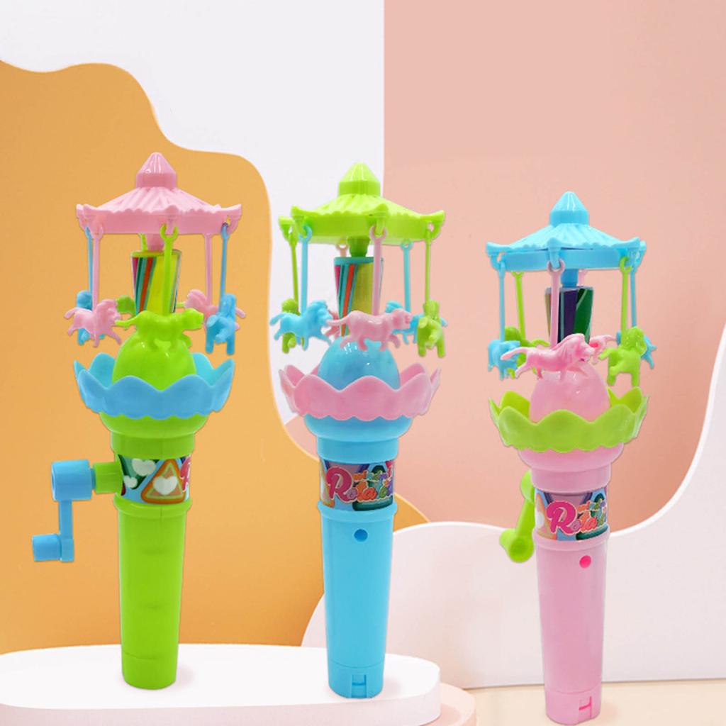 Hand Cranked Rotating Carousel Toy with LED Lights Glowing Toy (Random Color) Fun Merry-Go-Round Toy with Lights