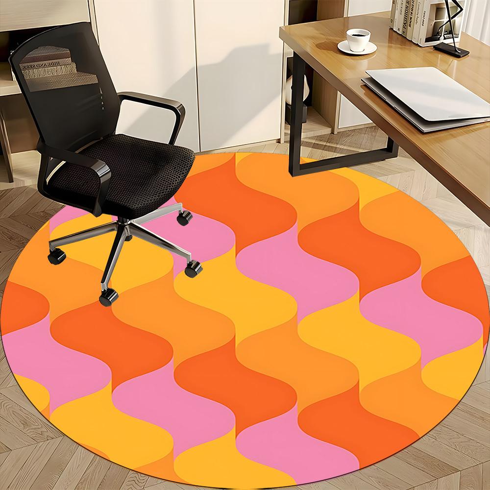 1pc Wavy Colors Office Round Area Rug, Indoor Mat Suitable For Office, Under Office Chairs Bedroom Living Room Home Decor, Room Deco