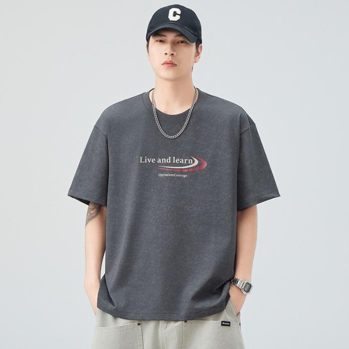 

Новая летняя футболка с принтом, свободная, с рукавом три четверти, мужская, повседневная, с коротким рукавом, японский ретро 4XL