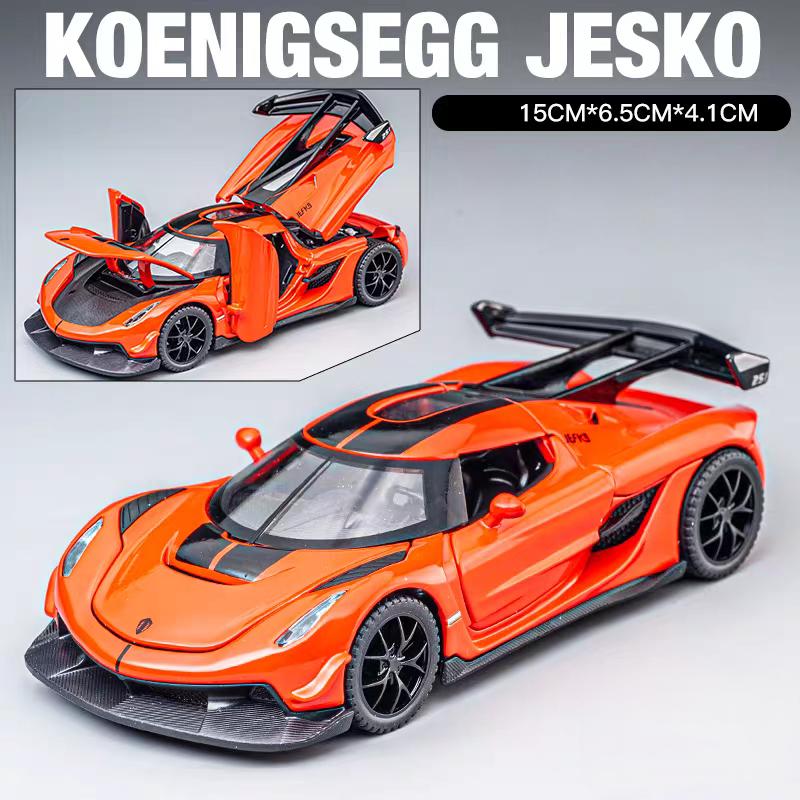 Koenigsegg Jesko Attack Supercar Simulation Diecast & Toy Vehicles Sounds & Light Pull Back Car 1:32 Alloy Model Gifts For Children