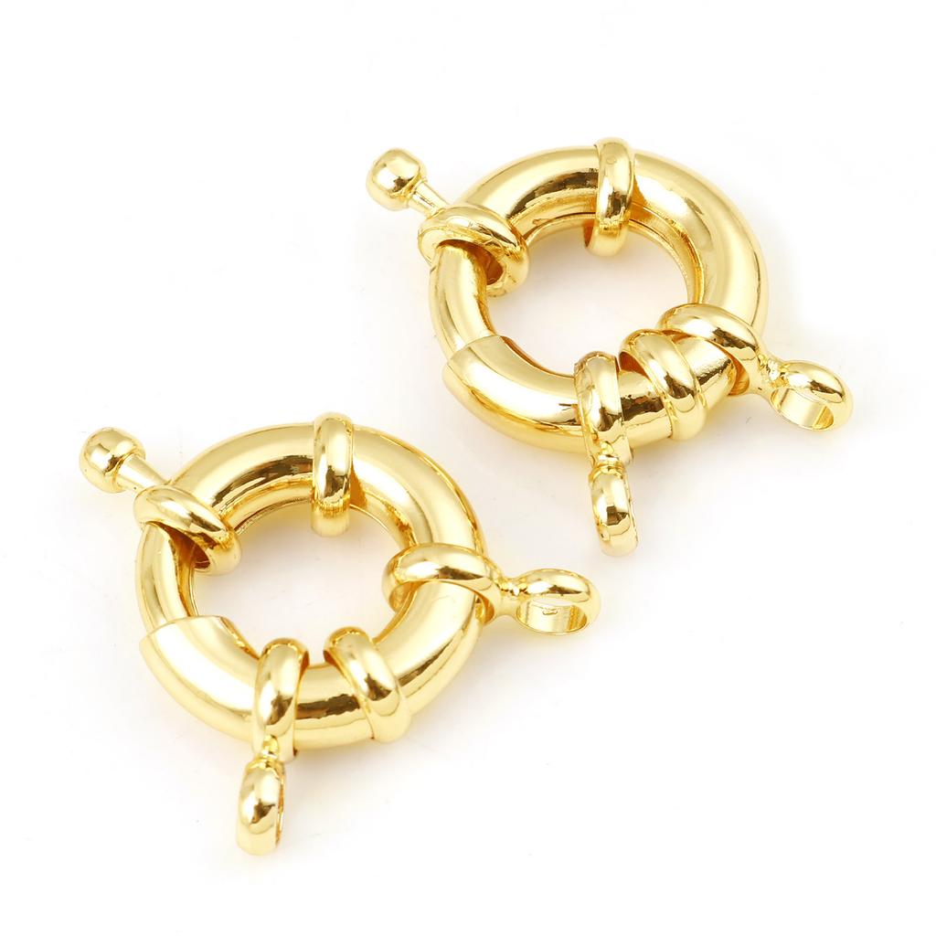 2PCs Copper Spring Ring Clasps Real Gold Color Round Metal Charms DIY Making Necklace Bracelets Jewelry,22x17mm 19x15mm 17x13mm