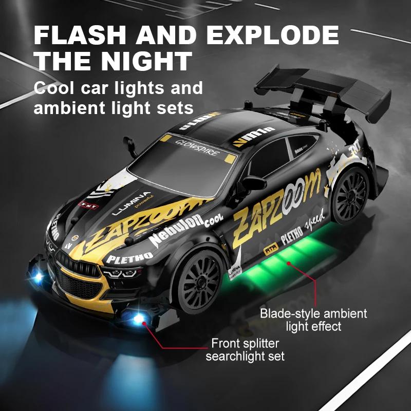 1/24 Remote Control Four-Wheel Drive Drift Sports Car With Led Lights Racing High Speed Vehicle Kids Toys Multiplayer Game Gifts