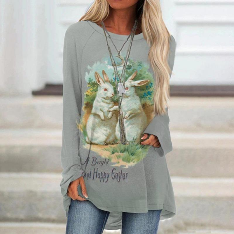 Women'S Long Sleeve T-Shirt Street Fashion Clothing Animal Print Top Round Neck Casual T-Shirt Loose Women'S Elegant T-Shirt