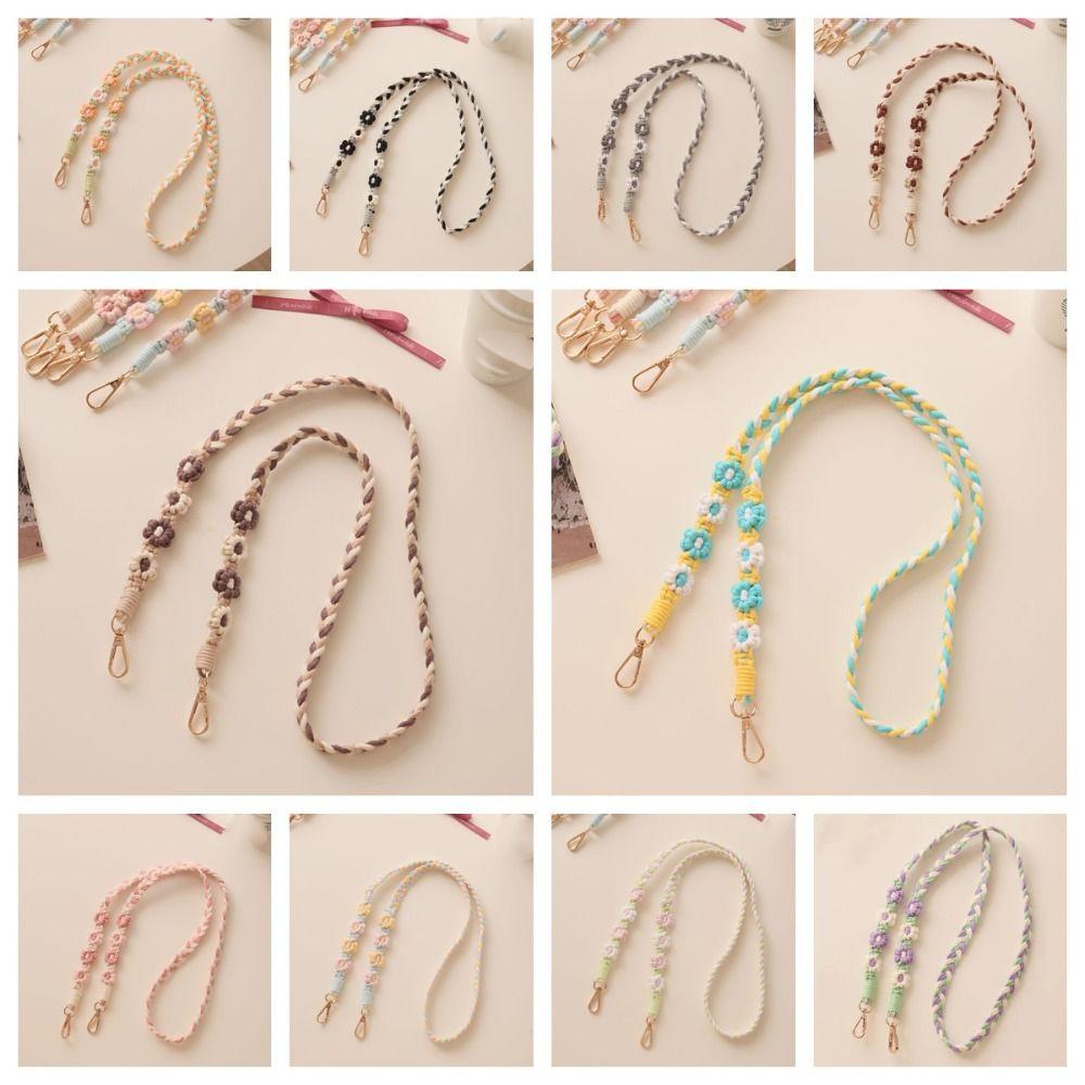 Handgefertigte Blume Gewebte Kette Anti-Verlust Tasche Geflochtenes Seil Gewebte Gänseblümchen Blume Hängende Kette Einkaufen