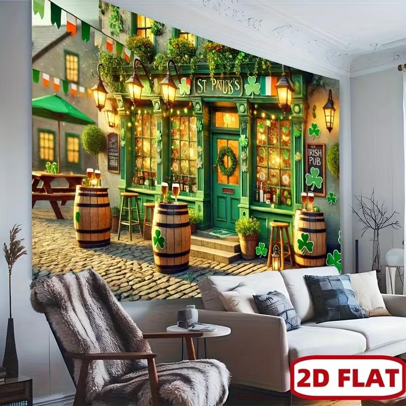 2D Vintage Irish Pub Street Backdrop for St. Patrick's Day Live & Party