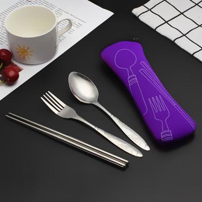 Cutlery Set with Zipper Bag Stainless Steel Travel Utensils Kit Fork Spoon Chopsticks Durable Storage Pouch for Home Restaurant Outdoor