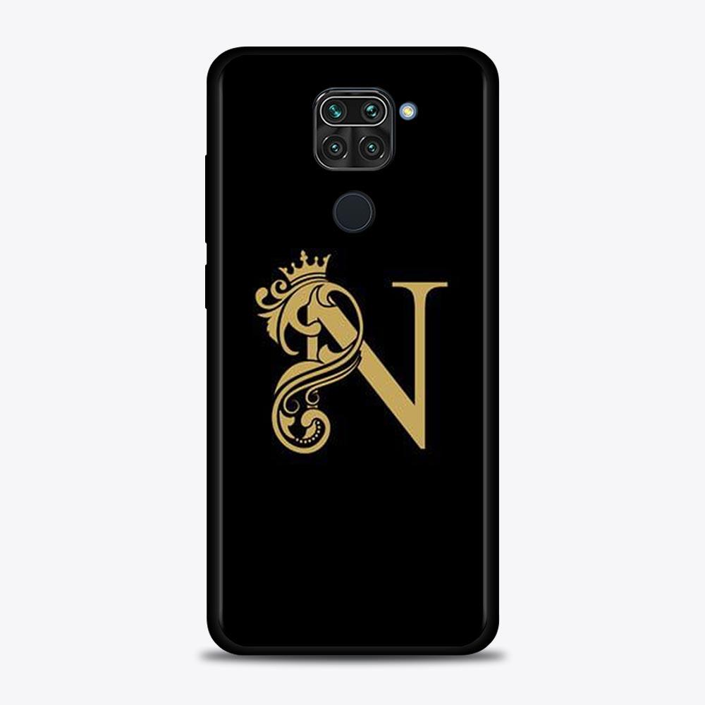 Shell For Xiaomi Redmi Note 11 10 9 8 7 Pro Max 9T 8T 9S Case for Redmi 10 9 8 9C 9A 8A 7A Luxury Golden yellow Crown Letter A-Z