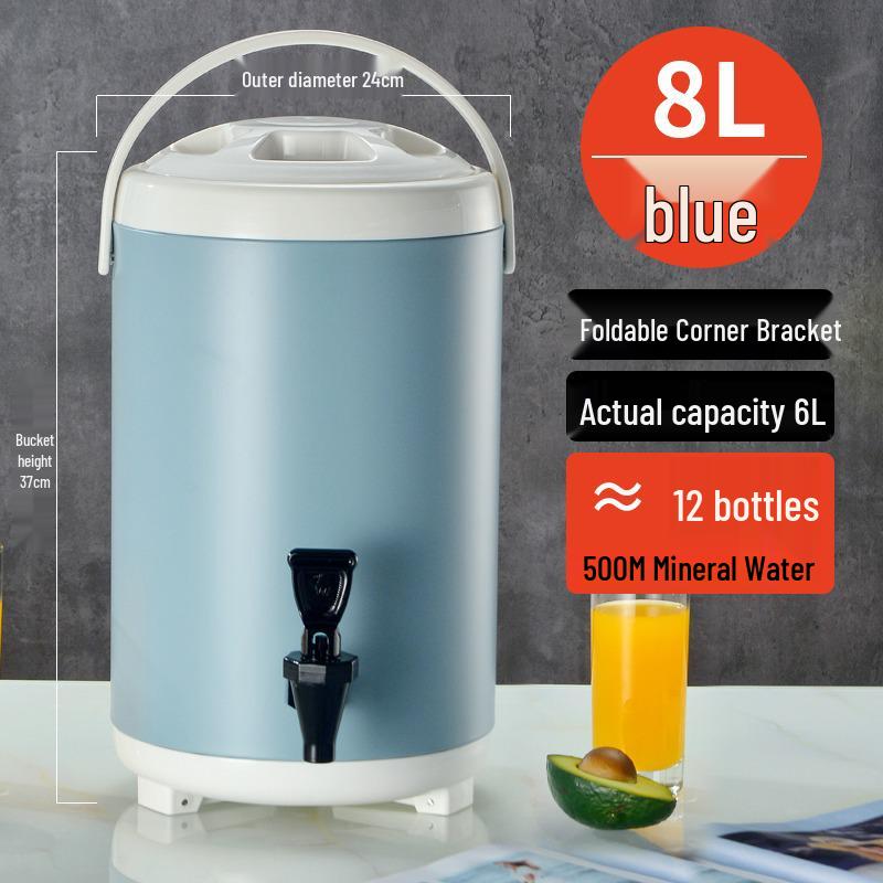 Commercial Stainless Steel Insulated Double-Layer Bucket for Milk Tea & Soy Milk, Large Capacity 