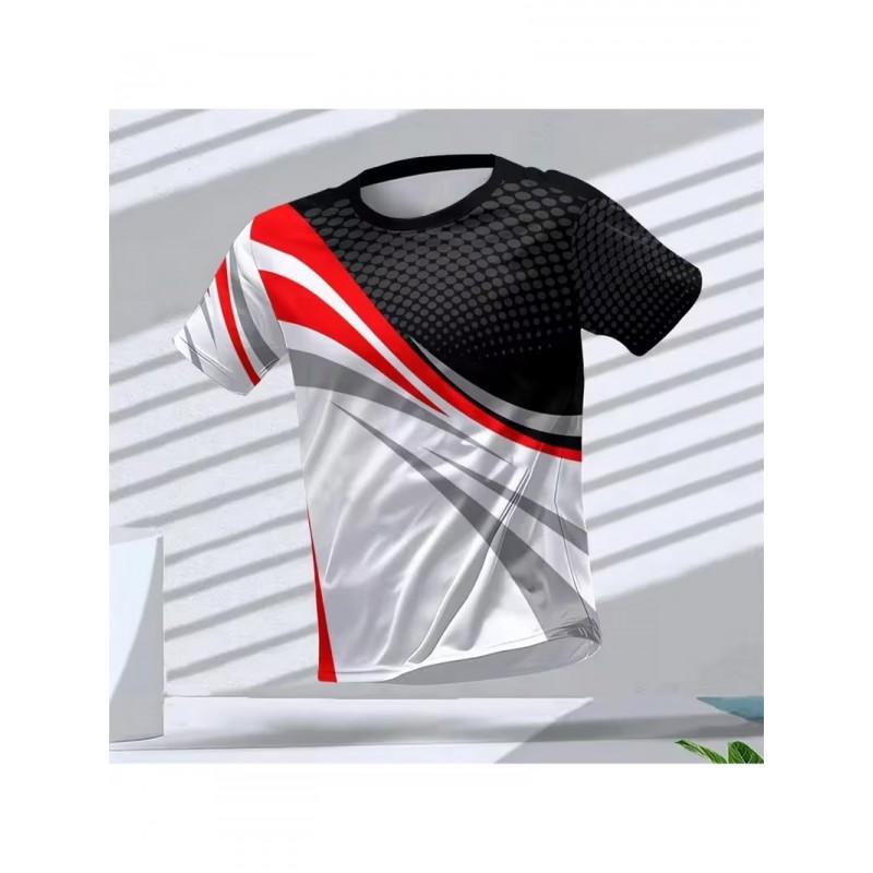 Mens 3D Digital Print Athletic Running Tee - Breathable Quick Dry Short Sleeve T-Shirt Workout