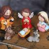 Christmas Manger Decoration Set Baby Jesus Statues Resin Art Crafts for Home Festival Wedding Party Decor