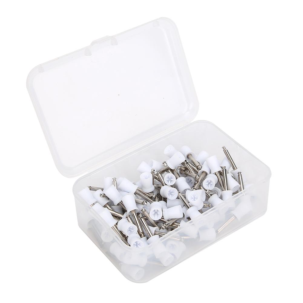 

100Pcs Dental Teeth Polishing Brush Rubber Polisher Dental Supply with Storage BoxWhite білий