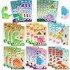 8/16Sheets Cartoon Dinosaur Make A Face Puzzle Sticker PVC Material Creative DIY Luggage Notebook Waterproof Children's Stickers