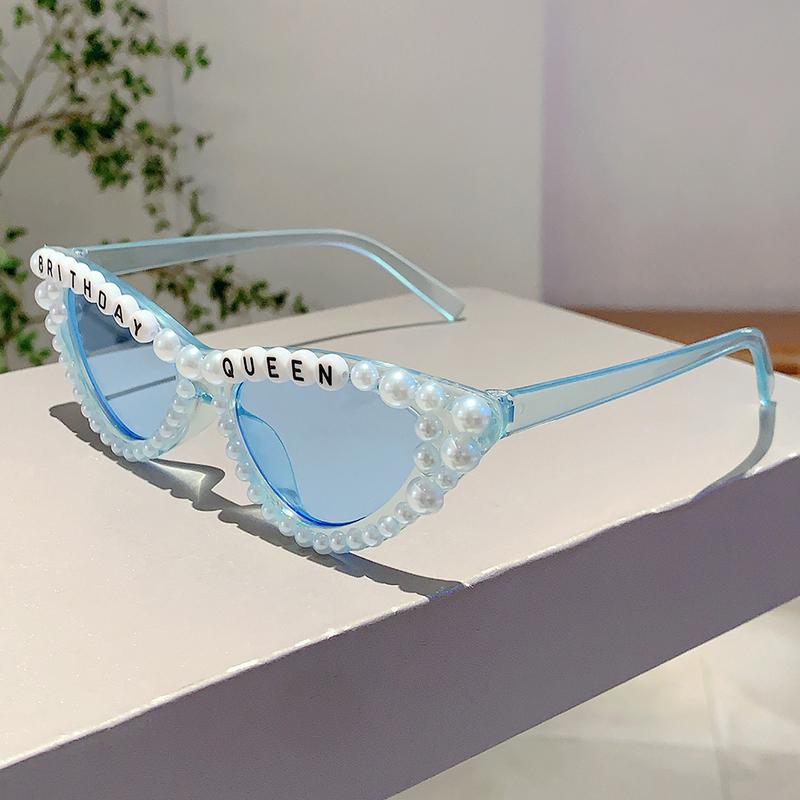 Cat Eye Design Gift Shades Shiny Pearl Decor Pink Present Glasses for Women's Birthday Party Favor Ladies Props Frame