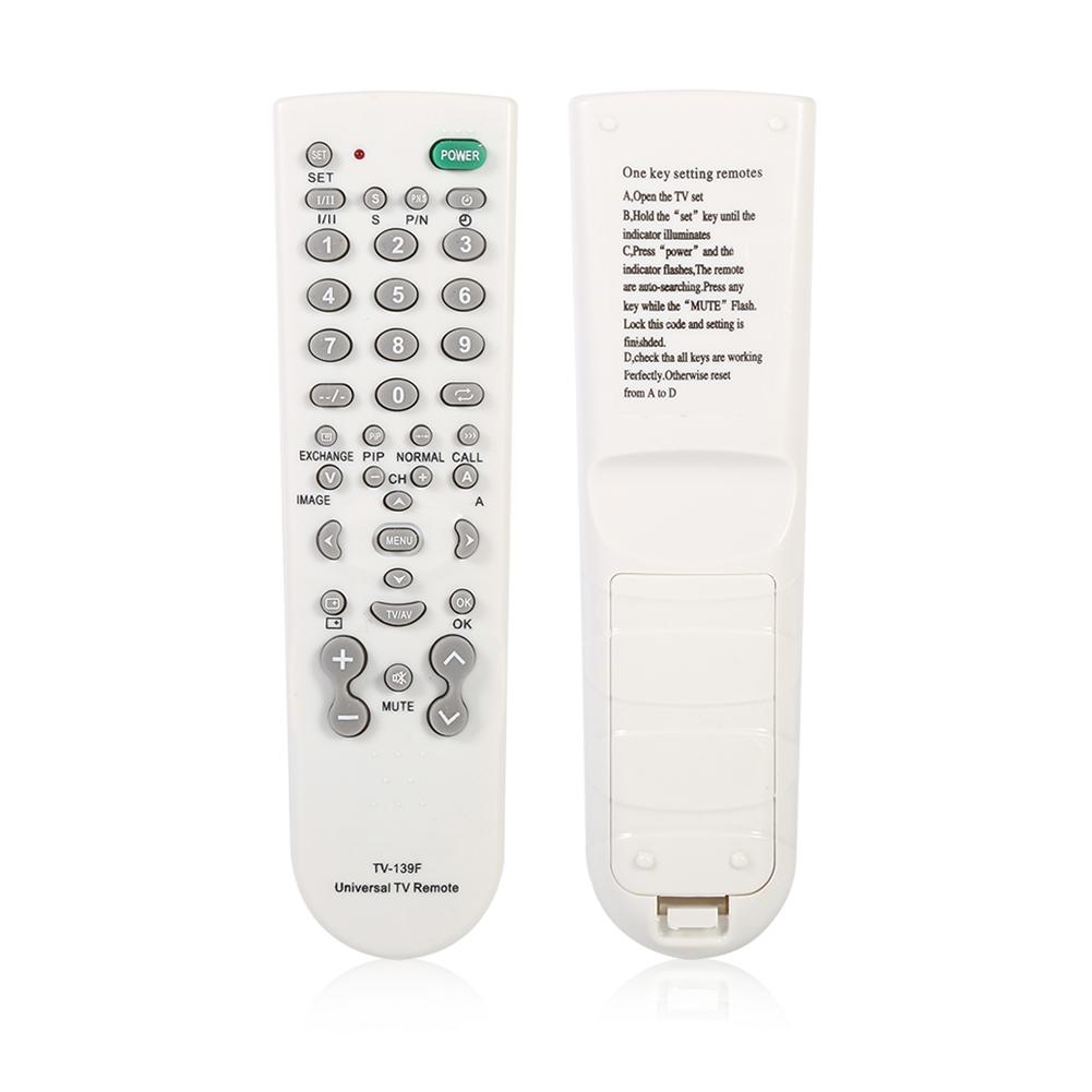 1Pc Universal Intelligent TV Remote Control Unit TV 139F Replacement Controller White