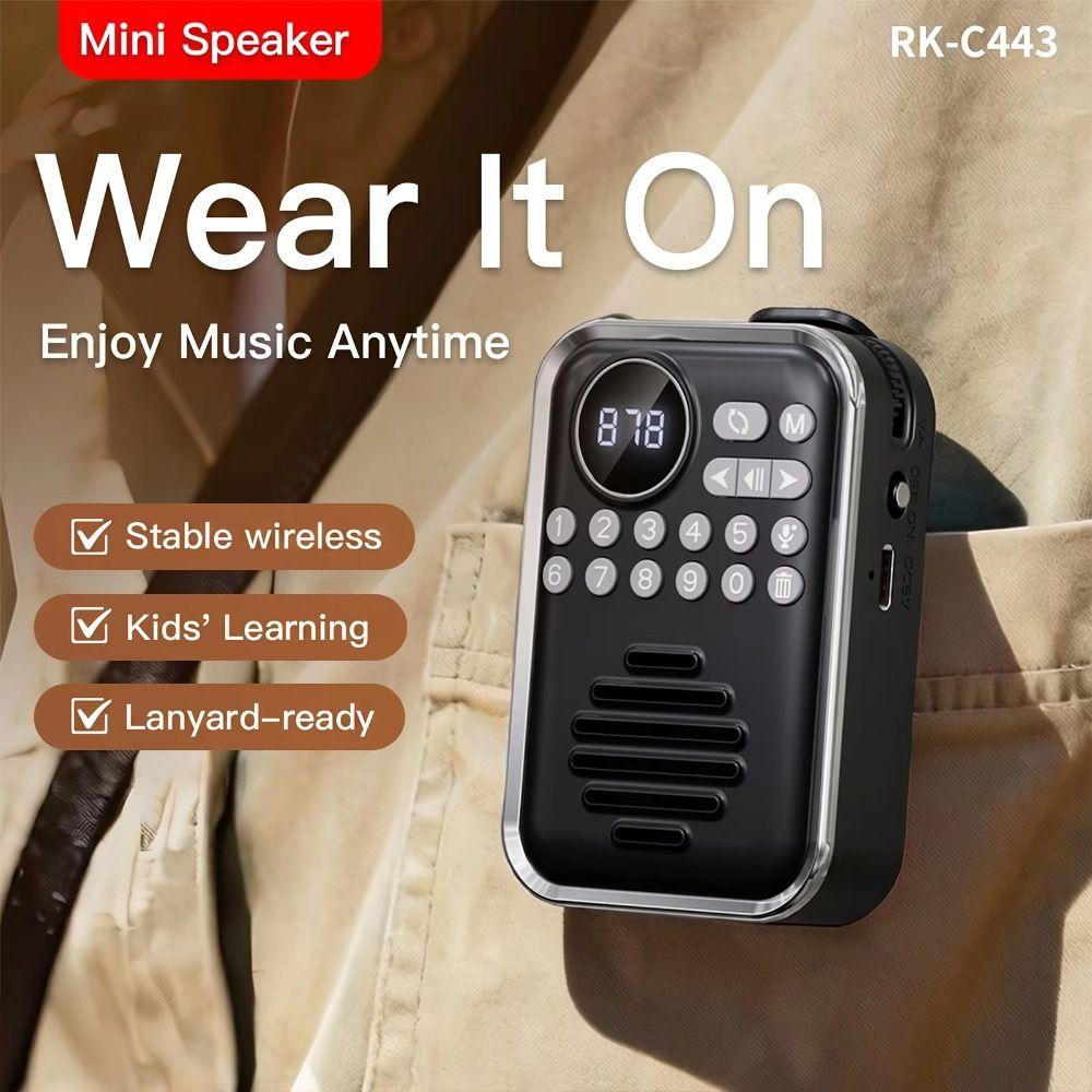 400mAh Battery Clip-On Radio Bluetooth Speaker Rechargeable Battery Portable FM Radio Home Decor