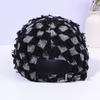 Unisex fringed checkered denim baseball cap with fashionable street shading and casual duckbill cap