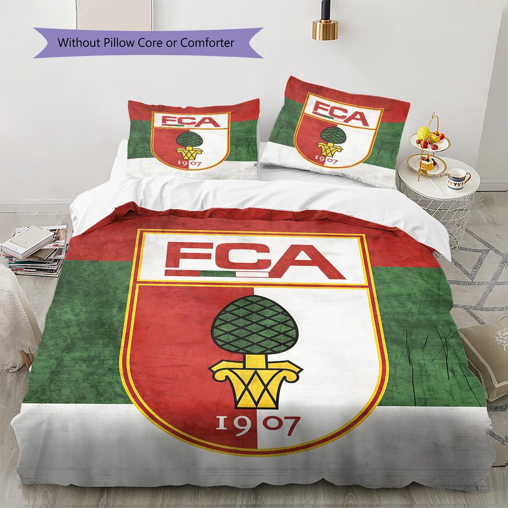 FC Augsburg Pattern Bedding Quilt Set  Home Decoration  Gift (1 * Duvet Cover + 2 * Pillowcase  Without Core).xwn