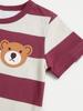 Summer Boys Striped Short Sleeve Shorts 2-Piece Set, Casual Kids Outfit for Home & Outdoor Wear