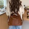 Soft Leather Bag Women's Large Capacity Commuter Tote Bag Multi-functional Backpack Diagonal Schoolbag