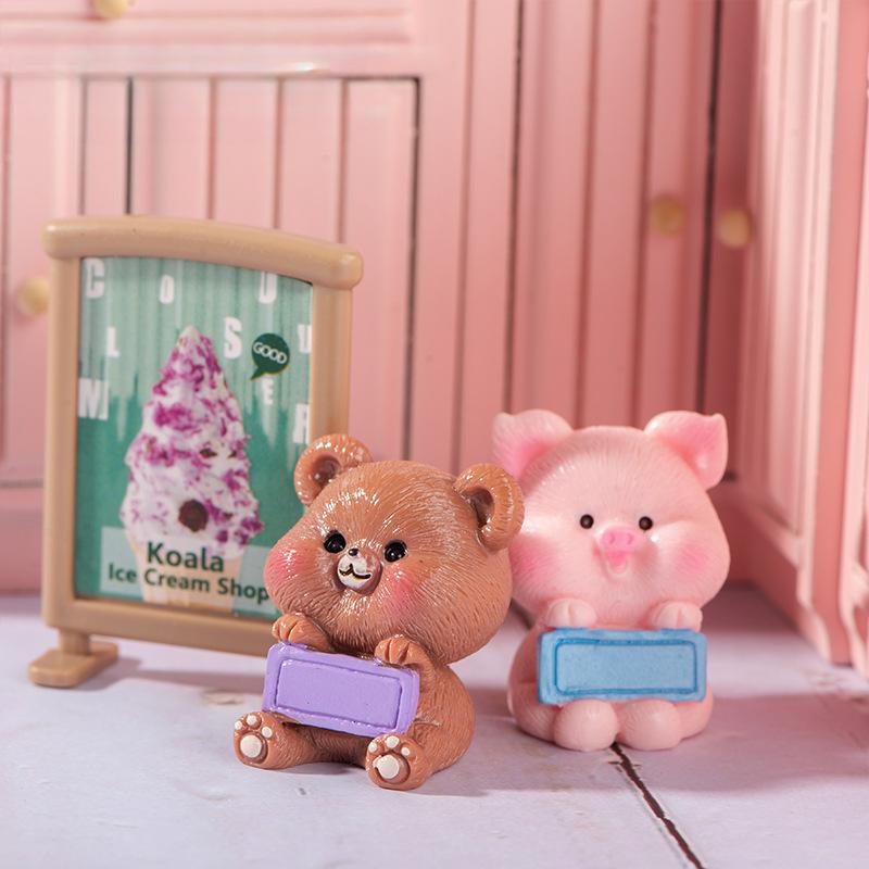 Cartoon Cute Card Small Rabbit Bear Piglet Kitten Animal Small Decoration Micro Landscape Desktop Car Decoration