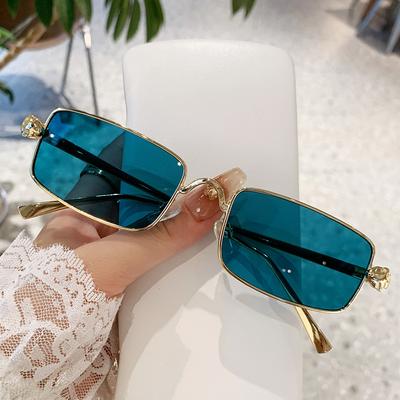 Metal Square Retro Sunglasses Men'S Trendy Small Lenses Sunglasses Female Leopard Head Hip Hop Personalized Glasses