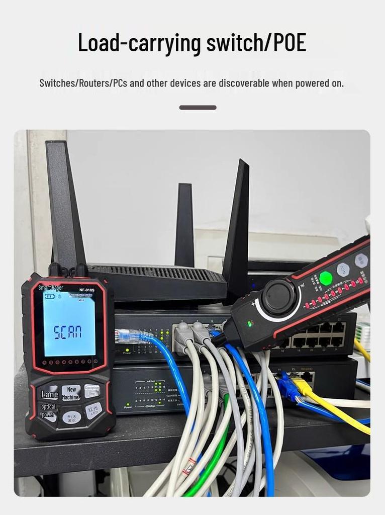 NF-918S Network Tester: Anti-Interference Ethernet Cable, PoE Line Tracker & Red Light Charging Pen