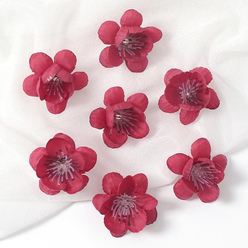 10/20Pcs 4cm Silk Peach Blossom Petals Simulation Cherry Blossom Flowers Heads for Home Room Dceor Bridal Wedding Decoration