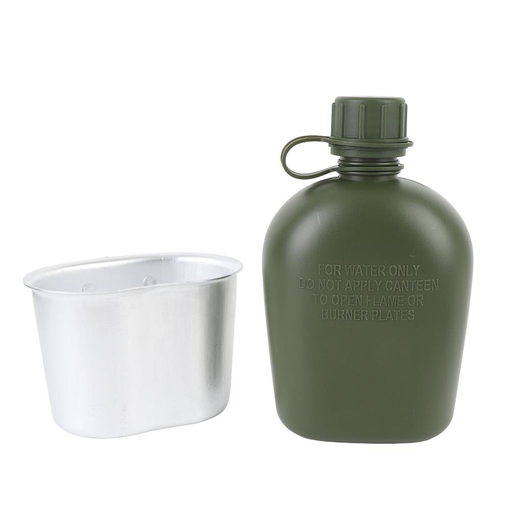 Outdoor Canteen Kit PE 1L Canteen Water Bottle with Bottle Pouch and Cup for Camping Hiking Backpacking