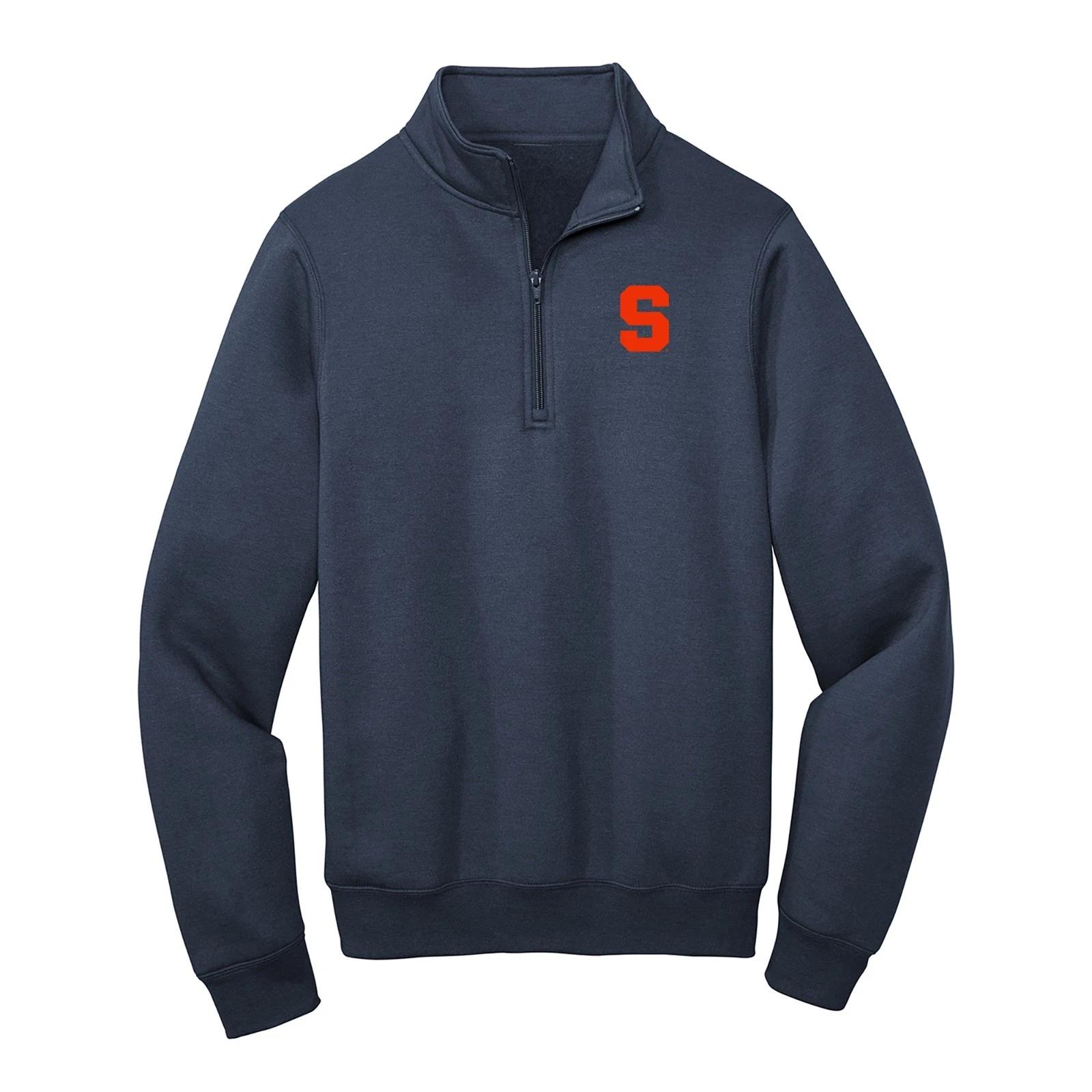 Syracuse Orange Primary Logo Left Chest QZip Sweatshirt - Navy 3XL