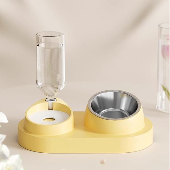 Pet Feeder 2 in 1 Ciotola per l'alimentazione degli animali domestici, Distributore automatico di acqua per cani e gatti con ciotole in acciaio inossidabile rimovibili Forniture per animali domestici