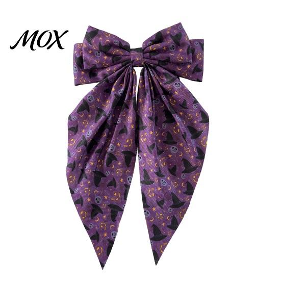 Ghost Pattern Hairpin Halloween Silky Satin Hair Bows, Big Ribbon Bow Clips, Oversized Long Tail Barrettes, Party Accessory Cute Pumpkin Witch