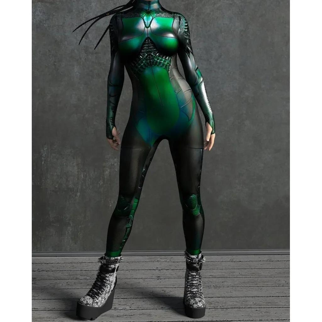 Unisex Cyber Punk 3D Digital Printing Halloween Party Role Play Outfit Women Men Cosplay Costume Carnival Jumpsuit