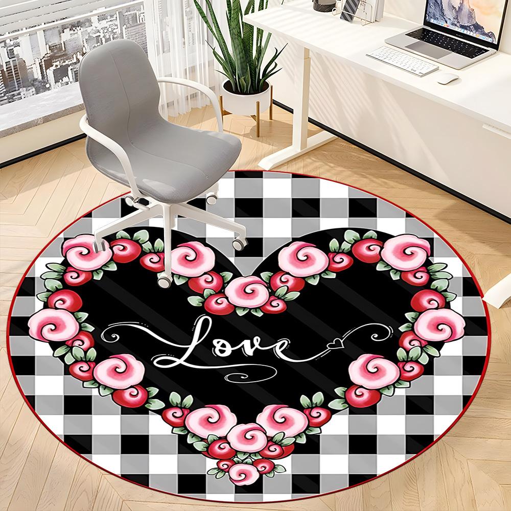 1pc Heart Love Floral Chair Carpet for Office Non-Slip, Rug for Office, Room, Good Gift for Family or Friends, Yy251226195