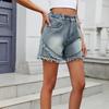 Damenmode, lässig, einfarbig, bedruckt, Sport-Shorts mit hoher Taille