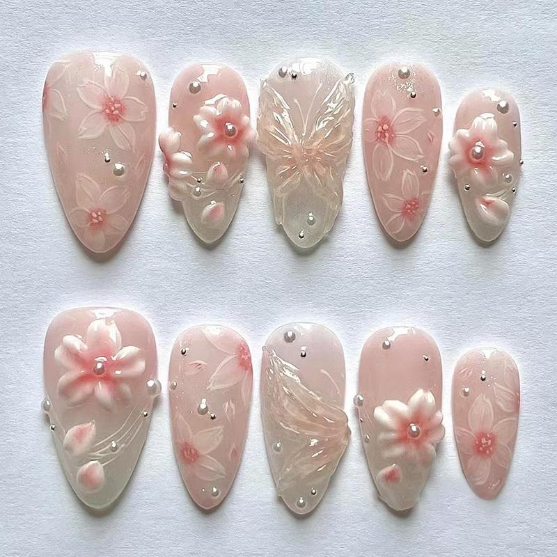 Three-dimensional Ice Flower Lines Smudging Gradual Change Temperament Sweet and Versatile Detachable Wearable Armor 24 Pieces