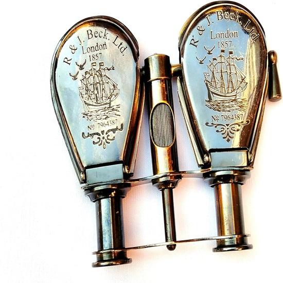 8.89 Cm Pirinç Dürbün Deri Kılıflı Denizcilik Katlanır Dürbün Denizcilik Dürbünü Teleskop R&J Beck Londra 1857 Dürbün