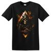 Skull Playing Card T Shirt Gothic Horror Skeleton Red Gold Grunge Art Tee Print