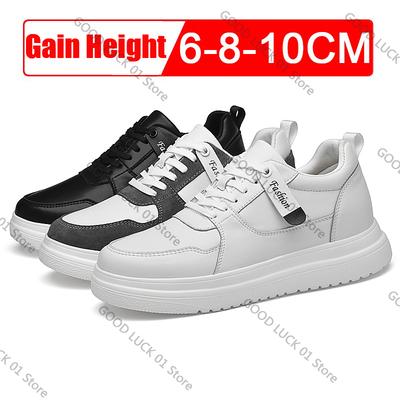 Mannen Lift Schoenen Hoogteverhogende Sneakers Schoenen voor Mannen 10cm Sport Casual Onzichtbare Binnenste Hoogteverhoging 8cm Witte Schoenen
