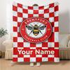 Name Custom Brentford FC Print Flannel Blanket High Quality Warm Comfortable Cover for All Seasons Perfect for Gifts Home Decor