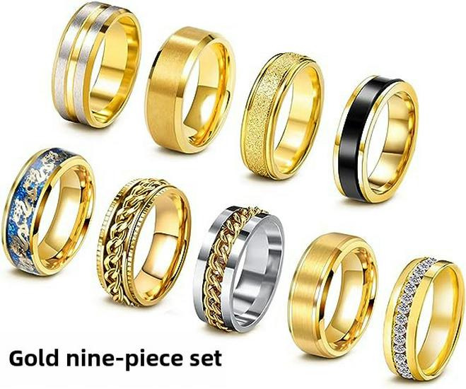 Titanium Steel Rotating Chain Ring Set for Men and Women - 9 Pieces (2024 Fashion)