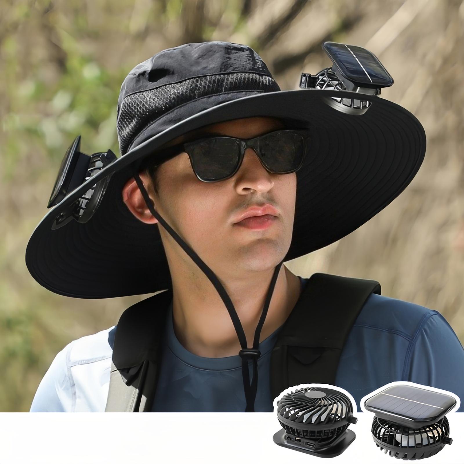 

Solar Fan Hat For Men And Women Summer Outing Mountaineering Sunscreen Hat Three-Dimensional Large-Brimmed Bucket Hat