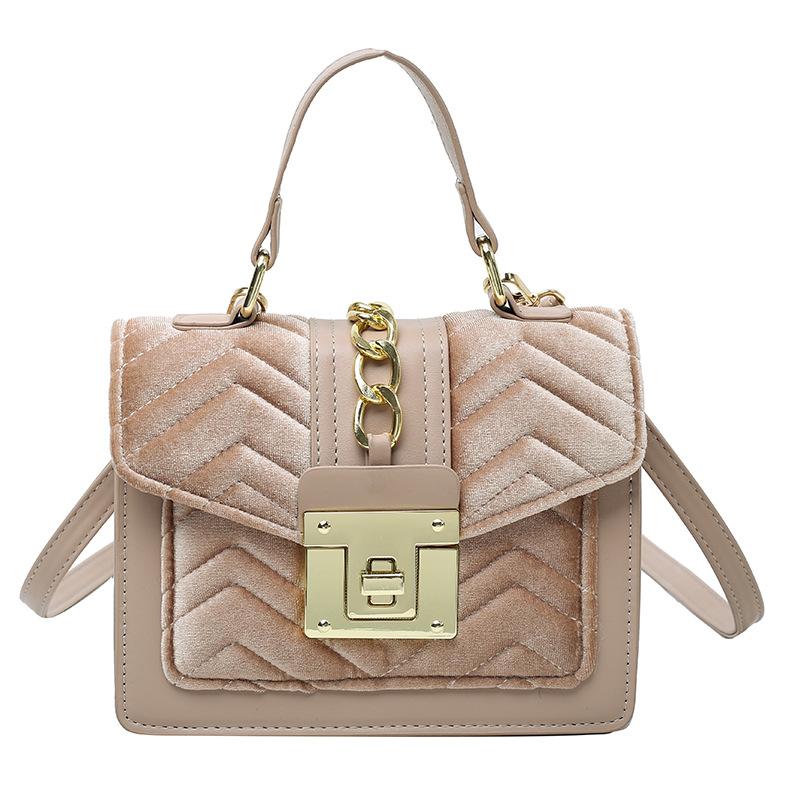 velvet handbag women's new light luxury small square bag niche design portable oblique span bag