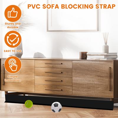 Under Sofa Toy Blocker 300x11cm Cuttable Under Sofa Gap Bumper PVC Under Couch Stoppers Black/Clear Multipurpose Under Couch Toy